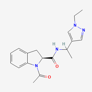 (2S)-1-acetyl-N-[1-(1-ethylpyrazol-4-yl)ethyl]-2,3-dihydroindole-2-carboxamide