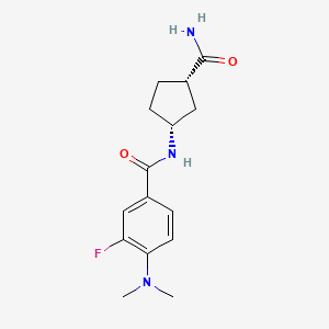 molecular formula C15H20FN3O2 B7337433 N-[(1R,3S)-3-carbamoylcyclopentyl]-4-(dimethylamino)-3-fluorobenzamide 