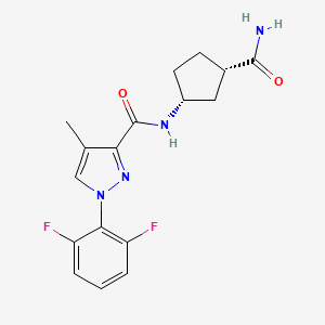 molecular formula C17H18F2N4O2 B7337439 N-[(1R,3S)-3-carbamoylcyclopentyl]-1-(2,6-difluorophenyl)-4-methylpyrazole-3-carboxamide 