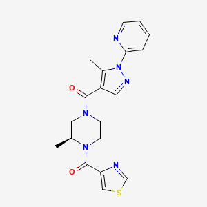 molecular formula C19H20N6O2S B7337471 [(2S)-2-methyl-4-(5-methyl-1-pyridin-2-ylpyrazole-4-carbonyl)piperazin-1-yl]-(1,3-thiazol-4-yl)methanone 