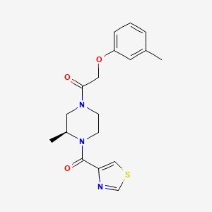 2-(3-methylphenoxy)-1-[(3S)-3-methyl-4-(1,3-thiazole-4-carbonyl)piperazin-1-yl]ethanone