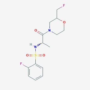 2-fluoro-N-[(2S)-1-[2-(fluoromethyl)morpholin-4-yl]-1-oxopropan-2-yl]benzenesulfonamide