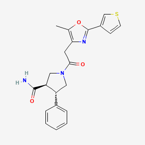 (3R,4S)-1-[2-(5-methyl-2-thiophen-3-yl-1,3-oxazol-4-yl)acetyl]-4-phenylpyrrolidine-3-carboxamide