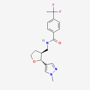 4-(1,1-difluoroethyl)-N-[[(2R,3S)-2-(1-methylpyrazol-4-yl)oxolan-3-yl]methyl]benzamide