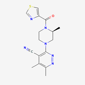 molecular formula C16H18N6OS B7337935 5,6-dimethyl-3-[(3S)-3-methyl-4-(1,3-thiazole-4-carbonyl)piperazin-1-yl]pyridazine-4-carbonitrile 