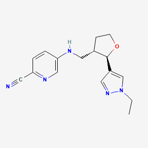 5-[[(2R,3S)-2-(1-ethylpyrazol-4-yl)oxolan-3-yl]methylamino]pyridine-2-carbonitrile