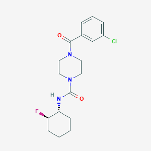 molecular formula C18H23ClFN3O2 B7337965 4-(3-chlorobenzoyl)-N-[(1R,2R)-2-fluorocyclohexyl]piperazine-1-carboxamide 