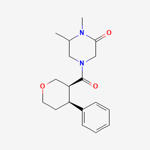 molecular formula C18H24N2O3 B7338032 1,6-dimethyl-4-[(3S,4S)-4-phenyloxane-3-carbonyl]piperazin-2-one 