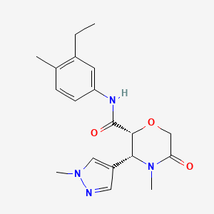 molecular formula C19H24N4O3 B7338038 (2R,3R)-N-(3-ethyl-4-methylphenyl)-4-methyl-3-(1-methylpyrazol-4-yl)-5-oxomorpholine-2-carboxamide 