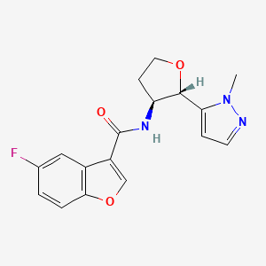 5-fluoro-N-[(2S,3S)-2-(2-methylpyrazol-3-yl)oxolan-3-yl]-1-benzofuran-3-carboxamide