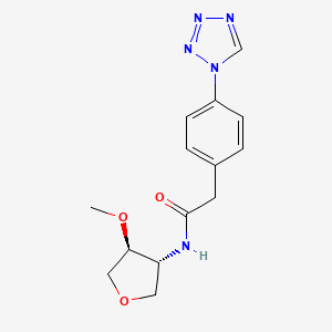 N-[(3R,4S)-4-methoxyoxolan-3-yl]-2-[4-(tetrazol-1-yl)phenyl]acetamide