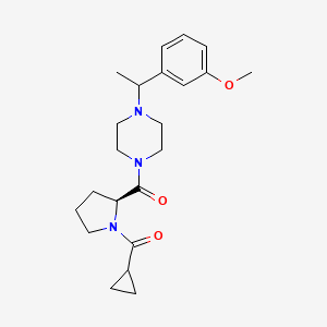 molecular formula C22H31N3O3 B7338714 cyclopropyl-[(2S)-2-[4-[1-(3-methoxyphenyl)ethyl]piperazine-1-carbonyl]pyrrolidin-1-yl]methanone 