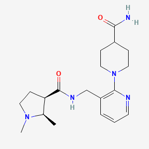 1-[3-[[[(2R,3R)-1,2-dimethylpyrrolidine-3-carbonyl]amino]methyl]pyridin-2-yl]piperidine-4-carboxamide