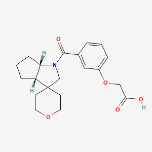 molecular formula C20H25NO5 B7338799 2-[3-[(3aS,6aS)-spiro[2,3a,4,5,6,6a-hexahydrocyclopenta[b]pyrrole-3,4'-oxane]-1-carbonyl]phenoxy]acetic acid 