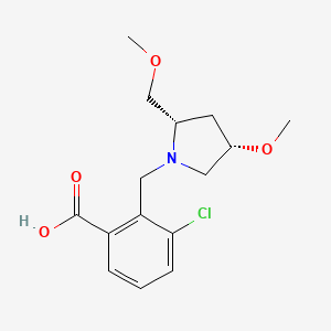 molecular formula C15H20ClNO4 B7339248 3-chloro-2-[[(2S,4S)-4-methoxy-2-(methoxymethyl)pyrrolidin-1-yl]methyl]benzoic acid 