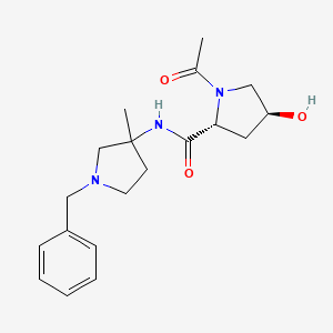 (2R,4S)-1-acetyl-N-(1-benzyl-3-methylpyrrolidin-3-yl)-4-hydroxypyrrolidine-2-carboxamide