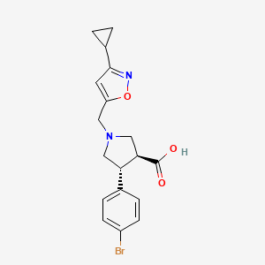 (3S,4R)-4-(4-bromophenyl)-1-[(3-cyclopropyl-1,2-oxazol-5-yl)methyl]pyrrolidine-3-carboxylic acid