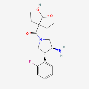 2-[(3S,4R)-3-amino-4-(2-fluorophenyl)pyrrolidine-1-carbonyl]-2-ethylbutanoic acid