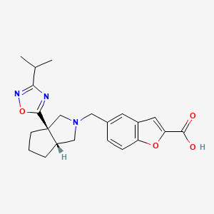 5-[[(3aR,6aR)-3a-(3-propan-2-yl-1,2,4-oxadiazol-5-yl)-1,3,4,5,6,6a-hexahydrocyclopenta[c]pyrrol-2-yl]methyl]-1-benzofuran-2-carboxylic acid