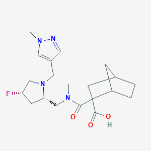 2-[[(2S,4S)-4-fluoro-1-[(1-methylpyrazol-4-yl)methyl]pyrrolidin-2-yl]methyl-methylcarbamoyl]bicyclo[2.2.1]heptane-2-carboxylic acid