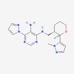 4-N-[[(2R,3S)-2-(2-methylpyrazol-3-yl)oxan-3-yl]methyl]-6-pyrazol-1-ylpyrimidine-4,5-diamine