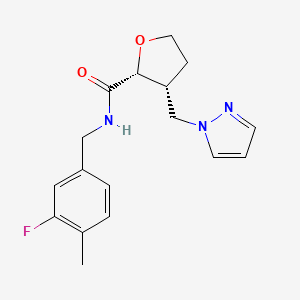 (2R,3R)-N-[(3-fluoro-4-methylphenyl)methyl]-3-(pyrazol-1-ylmethyl)oxolane-2-carboxamide