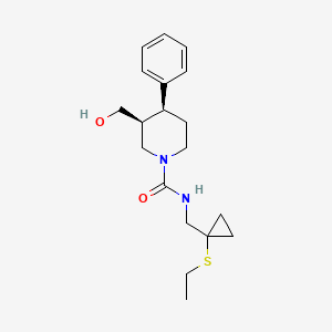 molecular formula C19H28N2O2S B7340954 (3S,4S)-N-[(1-ethylsulfanylcyclopropyl)methyl]-3-(hydroxymethyl)-4-phenylpiperidine-1-carboxamide 