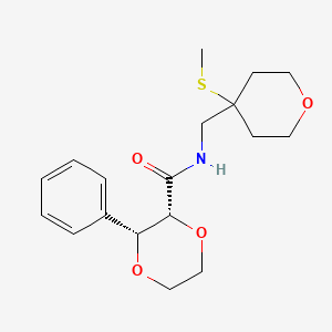 (2R,3R)-N-[(4-methylsulfanyloxan-4-yl)methyl]-3-phenyl-1,4-dioxane-2-carboxamide