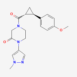 4-[(1R,2R)-2-(4-methoxyphenyl)cyclopropanecarbonyl]-1-(1-methylpyrazol-4-yl)piperazin-2-one