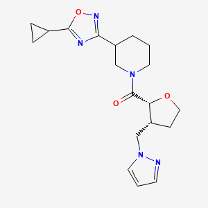 [3-(5-cyclopropyl-1,2,4-oxadiazol-3-yl)piperidin-1-yl]-[(2R,3R)-3-(pyrazol-1-ylmethyl)oxolan-2-yl]methanone