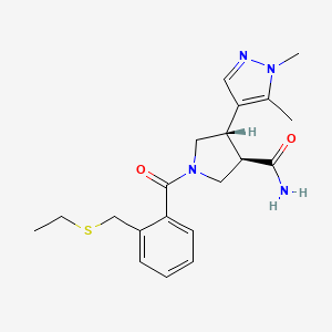 (3R,4S)-4-(1,5-dimethylpyrazol-4-yl)-1-[2-(ethylsulfanylmethyl)benzoyl]pyrrolidine-3-carboxamide