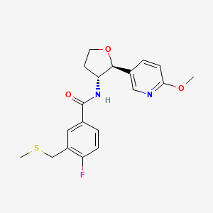 4-fluoro-N-[(2S,3R)-2-(6-methoxypyridin-3-yl)oxolan-3-yl]-3-(methylsulfanylmethyl)benzamide