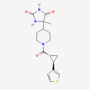 molecular formula C17H21N3O3S B7342249 5-methyl-5-[1-[(1R,2R)-2-thiophen-3-ylcyclopropanecarbonyl]piperidin-4-yl]imidazolidine-2,4-dione 