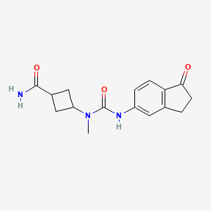 3-[Methyl-[(1-oxo-2,3-dihydroinden-5-yl)carbamoyl]amino]cyclobutane-1-carboxamide