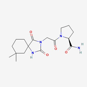 (2S)-1-[2-(7,7-dimethyl-2,4-dioxo-1,3-diazaspiro[4.5]decan-3-yl)acetyl]pyrrolidine-2-carboxamide