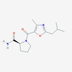 (2S)-1-[4-methyl-2-(2-methylpropyl)-1,3-oxazole-5-carbonyl]pyrrolidine-2-carboxamide