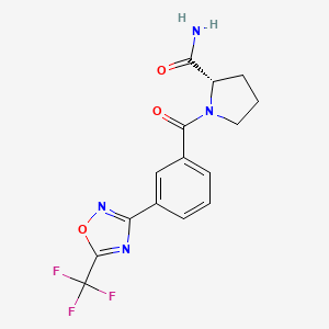 (2S)-1-[3-[5-(trifluoromethyl)-1,2,4-oxadiazol-3-yl]benzoyl]pyrrolidine-2-carboxamide