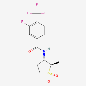 3-fluoro-N-[(2R,3R)-2-methyl-1,1-dioxothiolan-3-yl]-4-(trifluoromethyl)benzamide