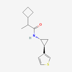 2-cyclobutyl-N-[(1R,2S)-2-thiophen-3-ylcyclopropyl]propanamide