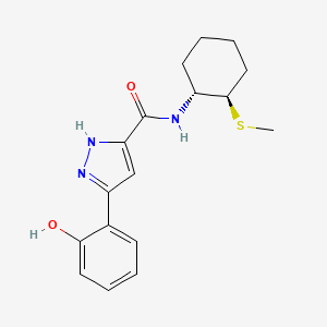 3-(2-hydroxyphenyl)-N-[(1R,2R)-2-methylsulfanylcyclohexyl]-1H-pyrazole-5-carboxamide