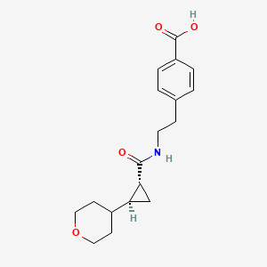 molecular formula C18H23NO4 B7343167 4-[2-[[(1R,2S)-2-(oxan-4-yl)cyclopropanecarbonyl]amino]ethyl]benzoic acid 