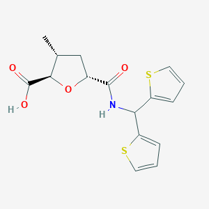 molecular formula C16H17NO4S2 B7343177 (2R,3R,5R)-5-(dithiophen-2-ylmethylcarbamoyl)-3-methyloxolane-2-carboxylic acid 