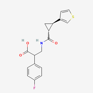 2-(4-fluorophenyl)-3-[[(1R,2R)-2-thiophen-3-ylcyclopropanecarbonyl]amino]propanoic acid