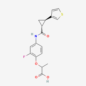 2-[2-fluoro-4-[[(1R,2R)-2-thiophen-3-ylcyclopropanecarbonyl]amino]phenoxy]propanoic acid