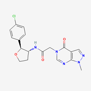 N-[(2S,3R)-2-(4-chlorophenyl)oxolan-3-yl]-2-(1-methyl-4-oxopyrazolo[3,4-d]pyrimidin-5-yl)acetamide