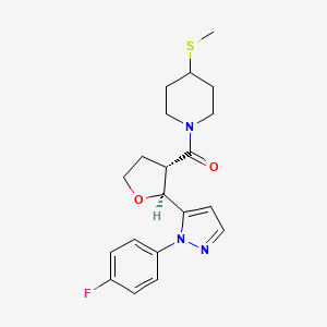 [(2S,3S)-2-[2-(4-fluorophenyl)pyrazol-3-yl]oxolan-3-yl]-(4-methylsulfanylpiperidin-1-yl)methanone