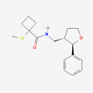 1-methylsulfanyl-N-[[(2R,3S)-2-phenyloxolan-3-yl]methyl]cyclobutane-1-carboxamide