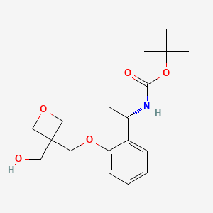 molecular formula C18H27NO5 B7344052 tert-butyl N-[(1S)-1-[2-[[3-(hydroxymethyl)oxetan-3-yl]methoxy]phenyl]ethyl]carbamate 