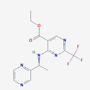 ethyl 4-[[(1R)-1-pyrazin-2-ylethyl]amino]-2-(trifluoromethyl)pyrimidine-5-carboxylate