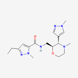 5-ethyl-2-methyl-N-[[(2S,3S)-4-methyl-3-(1-methylpyrazol-4-yl)morpholin-2-yl]methyl]pyrazole-3-carboxamide